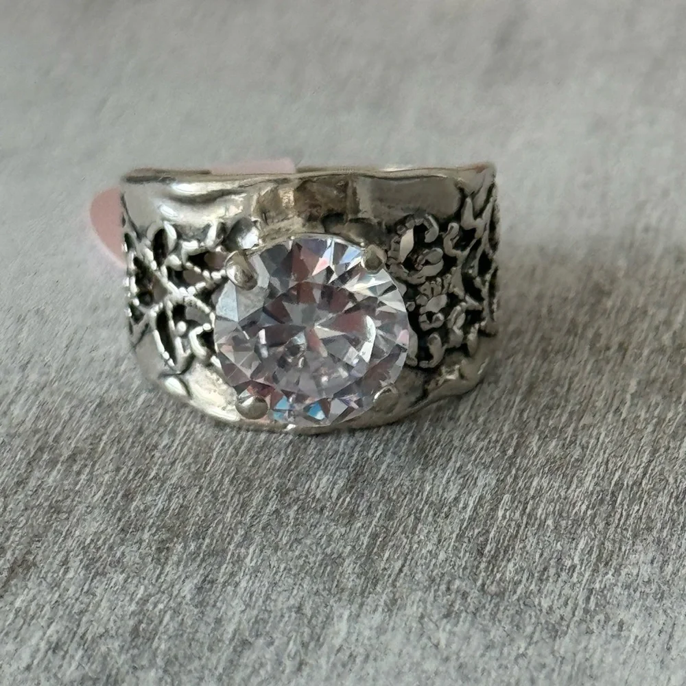 Noa Zuman Sterling Silver 925 Ring W Round Clear CZ Sz. 8